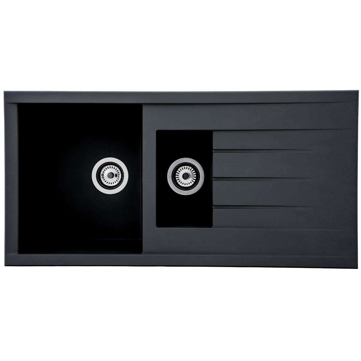 Sink, 60% composite material of minerals and glass fibres, 40% synthetic resin, Black, 100 x 50 cm