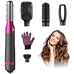 Hair Dryer Brush 5 in 1 Blow Dryer Brush Negative Ionic Hot Air Brush & Volumizer Styler with Interchangeable Brush Head Hair Dryer with Comb for Hair Drying Straightening Curling Styling