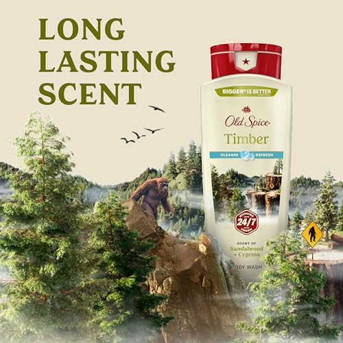 Image of Old Spice Cleansing Body Wash for Men, 24 /7 Shower Fresh with Lasting Scent, Cleanse & Refresh, Gentle on Skin, Vitamin B3, Timber with Sandalwood + Cypress Scent, 18 oz (Pack of 4)