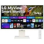 LG MyView 4K Smart Monitor 32SR83U, 32 Inch, 4K UHD IPS Panel, Built in Speakers, Wifi & Bluetooth Connectivity, webOS Smart TV Apps with Remote Control, HDMI, USB-C, White