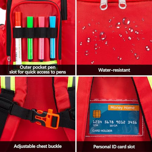 Image of Gatycallaty First Aid Backpack Medical Emt First Responder Bag Empty Ems Emergency Home Health Hiking Trauma Travel Camping (Red, Large - pack of 2)