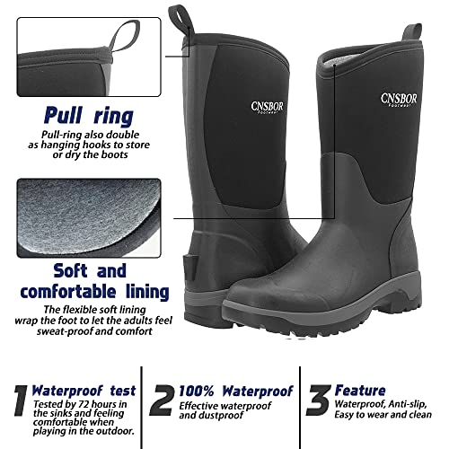 Image of CNSBOR Men's Rain Boots - Waterproof Rubber Insulated Boots for Fishing, Agriculture & Industrial Working