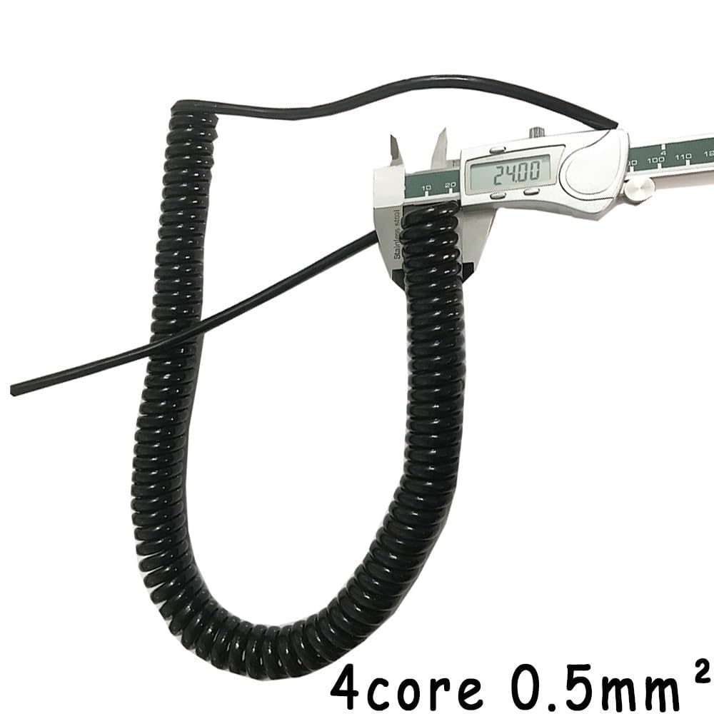 Sprężynowy kabel spiralny 4-żyłowy czarny spiralny przewód zasilający Drut 4-pinowy 0,5 mm kwadratowy rozciągliwy drut Rozciągliwy 1 metr 2 metry 3 kabel elektryczny(Stretch 3 meter)