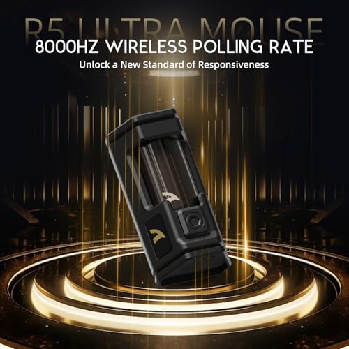 Image of ATTACK SHARK R5 Ultra Wireless Gaming Mouse,39g Superlight Carbon Fiber Hollowed-Out,PAW3950MAX Optical Sensor Nordic 52840 MCU 8K Polling 42K DPI,Tri-Mode Programmable Mice with Coiled Cable-Green