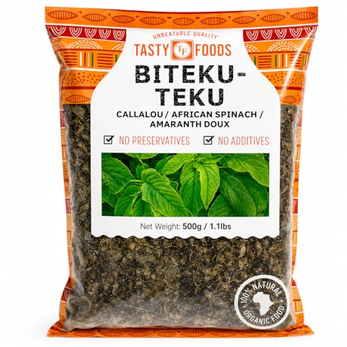 African Biteku-Teku Callaloo Leaves Frozen 500g (1.1lb) – Premium African Spinach Amaranth Greens – Fresh Frozen African Vegetable Leaves for Soups, Stews, Sauce & Traditional African Caribbean Cooking – All Natural