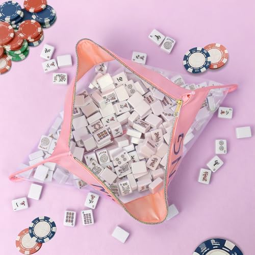 Bolsa para Mahjong American de 20.9 x 9.45 pulgadas color rosa miniatura 4