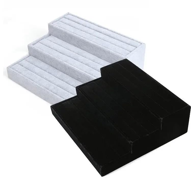 Image of Kada Step Velvet Jewelry Organizer Dsipaly Tray Black