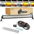Auxbeam LED Light Bar 30 Inch, 180W 6 Modes Strobe Lights Amber White Flood Spot Combo Flashing Fog Driving Work Light for Car Jeep Off Road SUV UTV ATV Pickup Truck with 10FT Wiring Harness