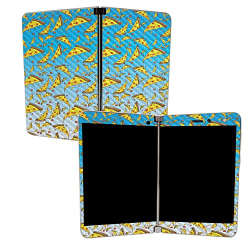 Image of MightySkins Carbon Fiber Skin for Microsoft Surface Duo - Raining Pizza | Protective, Durable Textured Carbon Fiber Finish | Easy to Apply | Made in The USA