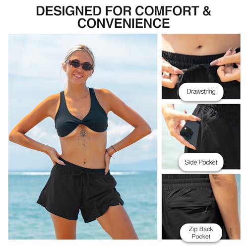 Kanu Surf Women's Darren Swim UPF 50+ Quick-Dry Stretch Gym Shorts 2 Side Back Zipper Pocket3