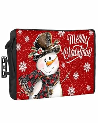 DecorLovee Outdoor TV Cover 80 to 85 Inches Weatherproof & Waterproof, Red Snowman Christmas Outdoor TV Enclosure with Remote Control Pocket, Xmas Snowflake Funny TV Screen Protectors for Outside TV