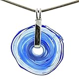  Kette in Blau mit Schmuckanhänger aus Murano-Glas  Glas-Wechsel-Schmuck  Unikat handmade  Personalisiertes Geschenk für sie zum Muttertag Jahrestag Hochzeit Geburtstag Weihnachten Mama Dame