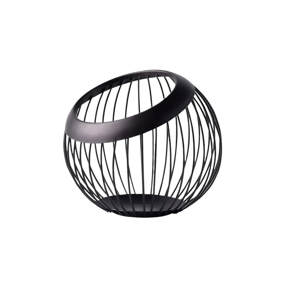 Fzl02068lm Black Fruit Bowl Iron Storage Fruit Plate Drain Basket Egg Vegetable Bowls Snack Candy Versatile(Black)