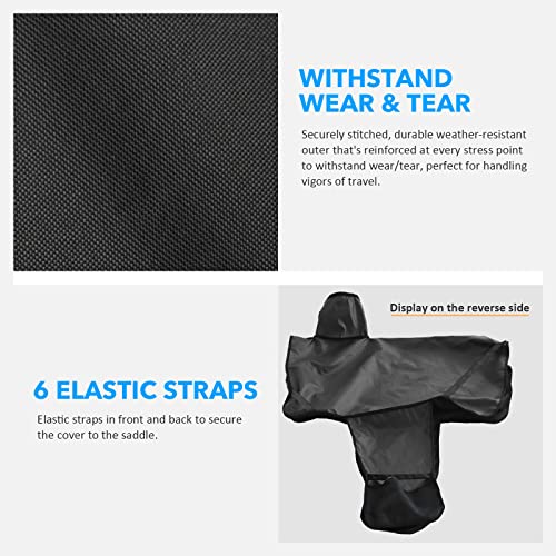Image of Harrison Howard Long-Lasting 6 Elastic Straps 600 Denier Waterproof Western Saddle Cover-Black