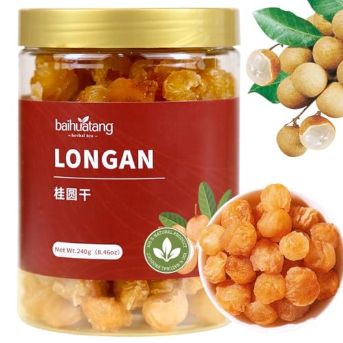 Baihuatang Natural Dried Longan Pure Fruit (240g) - Natural Thai Longan, Seedless &amp; Additive-Free for Tea &amp; Recipes 桂圆干 龙眼肉