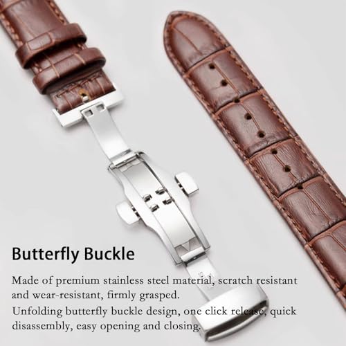 Image of Quick Release Genuine Leather Deployment Watch Band Italian Alligator Grain Embossed Calfskin Leather 14mm to 24mm Luxury Business Casual Universal Replacement Strap Men Women