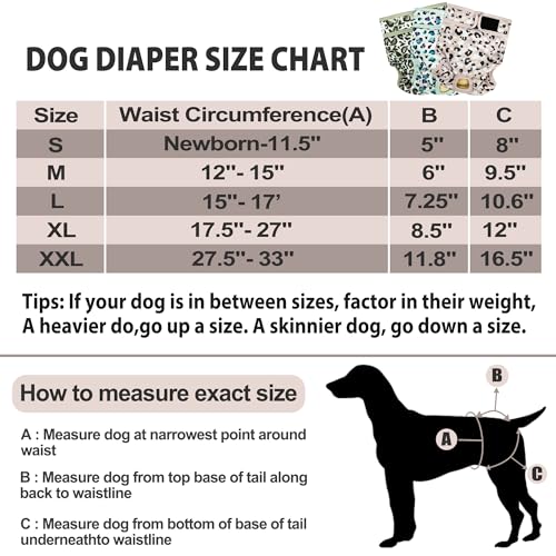 Image of Langsprit Washable Female Dog Diapers - Doggie Reusable Diapers for Doggy Puppy Female in Period - Highly Absorbent Dog Heat Panties Leopard S