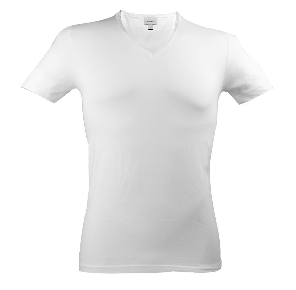 Iper t-Shirt Scollo a V Profondo Cotone Elasticizzato (3 M IT48, Bianco)