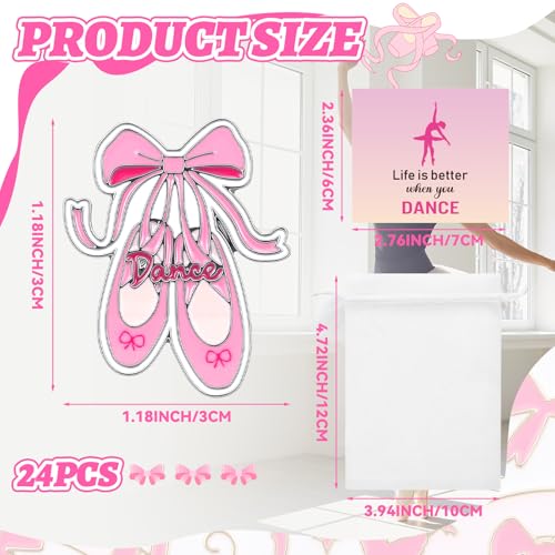 Image of Misdary 24 /48 Set Dance Gifts Ballet Brooch Pins Cards Bags for Dancer Ballerina Party Favors Women Team Award Recital Gifts