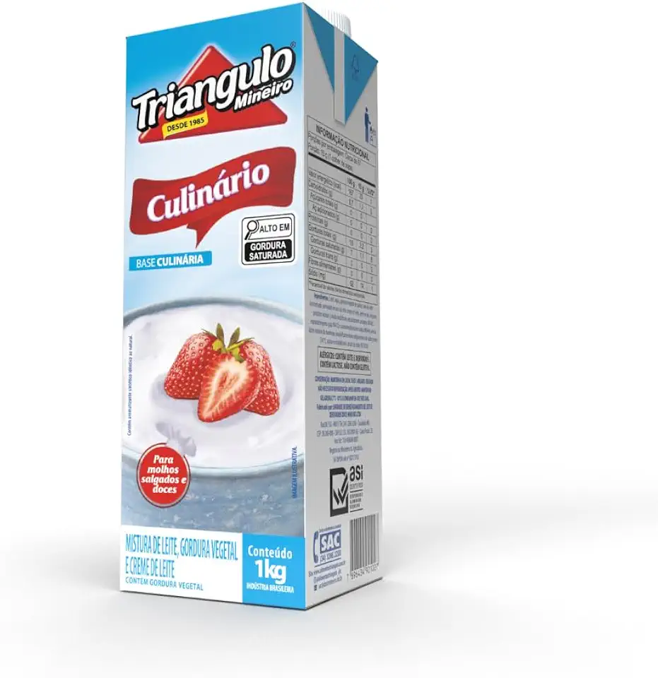Base Culinária com 1kg - Mistura de Leite, Gordura Vegetal e Creme de Leite, Triângulo