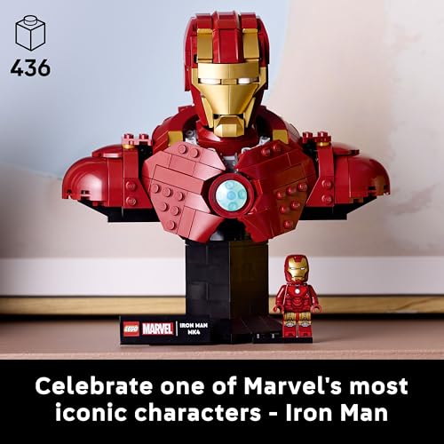 LEGO Marvel Iron Man MK4 Bust - Display Model Building Set for Adults incl. a Tony Stark Minifigure, plus Shoulder Cannons and a Rotating Head - Collectible Avengers Gift for Fans - 76327 - Image 3