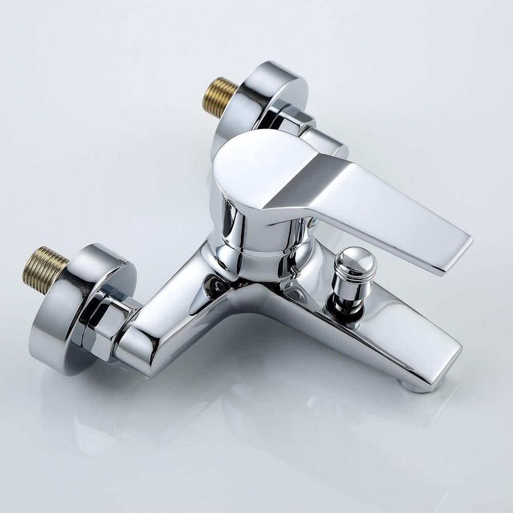 Rubinetti per lavabo, miscelatore a parete in stile moderno Finitura in lega di zinco cromata Look moderno Bocca doppia per bagno, comodità della cucina