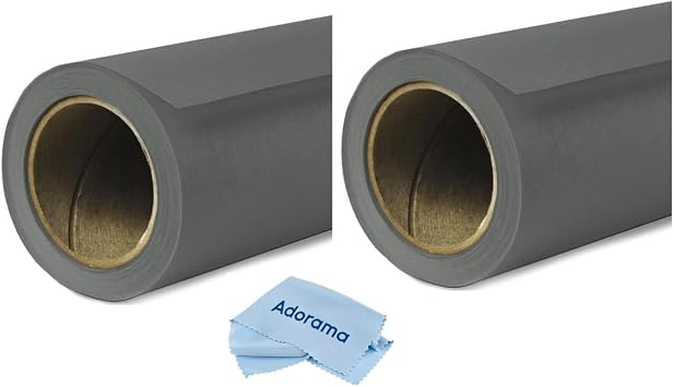 Savage 2 Pack Widetone Seamless Background Paper, 86" Wide x 36 Thunder Gray, #27 - with Microfiber Cleaning Cloth