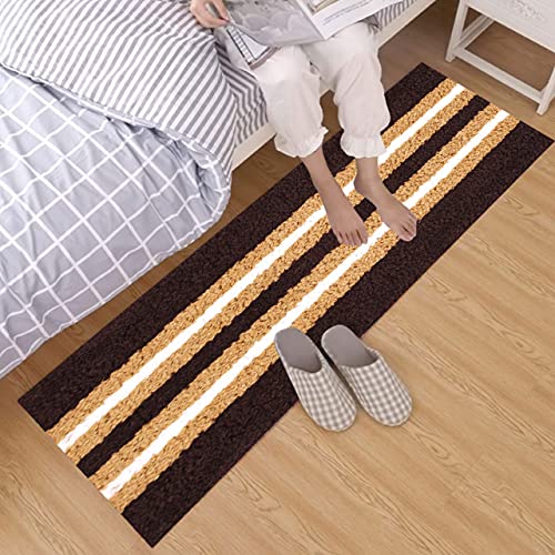 Image of Flooring India Co Floor Runner Super Soft, Anti Slip Stripe Mats (Chocolate, 58x140 cm) Pack of 1