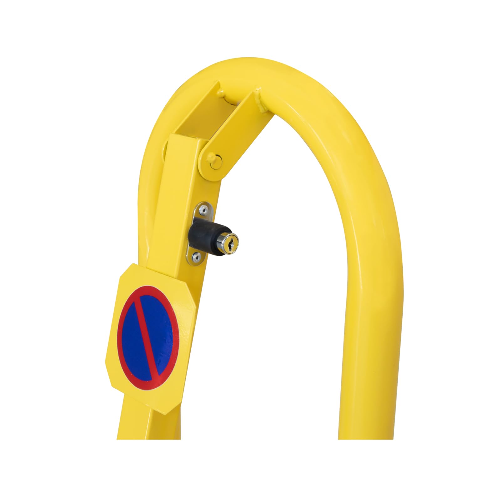 EberSign - Cepo para Plaza de Garaje Abatible | Bloqueo Aparcamiento con Cerradura y Llaves | Valla Manual de Alta Resistencia con Sistema Plegable y Anclaje al Suelo, Seguridad | Bloqueo Amarillo