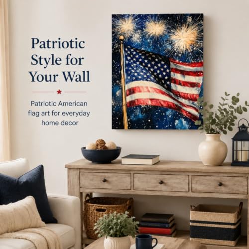 Image of Americana Flag Canvas Print Picture Wall Art for Home Decor