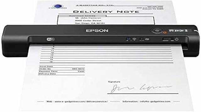 Epson WorkForce ES-60W A4 Battery Powered Portable Document Scanner, Black