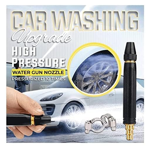 Image of Heavy Duty Brass High Presssure Nozzle Spray Gun with Multiple Water Mode Jet Hose Nozzle Pipe Ideal for Gardening, Bike,Car Wash,Window Cleaning (Black)