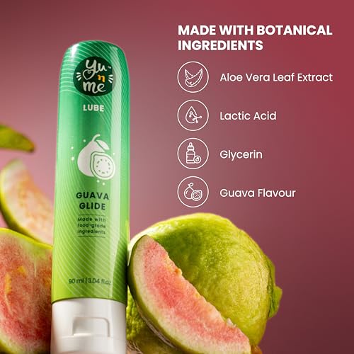 Image of Yu n Me Guava Glide Aloe Based Lubricant & Massage Gel | 100gm | Long-Lasting Intimate Lubrication | Reduces Intimate Discomfort | pH Balanced & Dermatologically Tested | PO1
