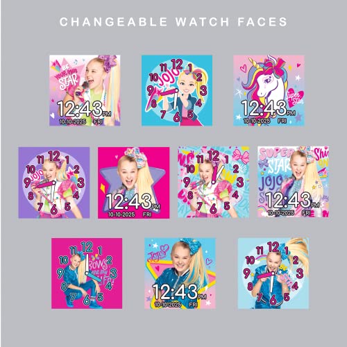 Accutime JoJo Siwa Glitter Kids Smart Watch - Interactive Touchscreen with Games, Camera, Step Counter, Timer, Voice Recorder, and Glittery Silicone Strap - Fits Wrists 5.5" to 8.0"3