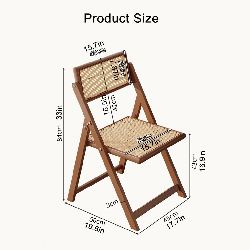 LEIYTFE Rattanstuhl Aus Holz Klappbarer Esszimmerstuhl Mit Rückenlehne Umkehrbar Tragbarer Schreibtischstuhl Eisengestell,Indoor Otdoor Event Stuhl Warteraum Stuhl(Original Wood)