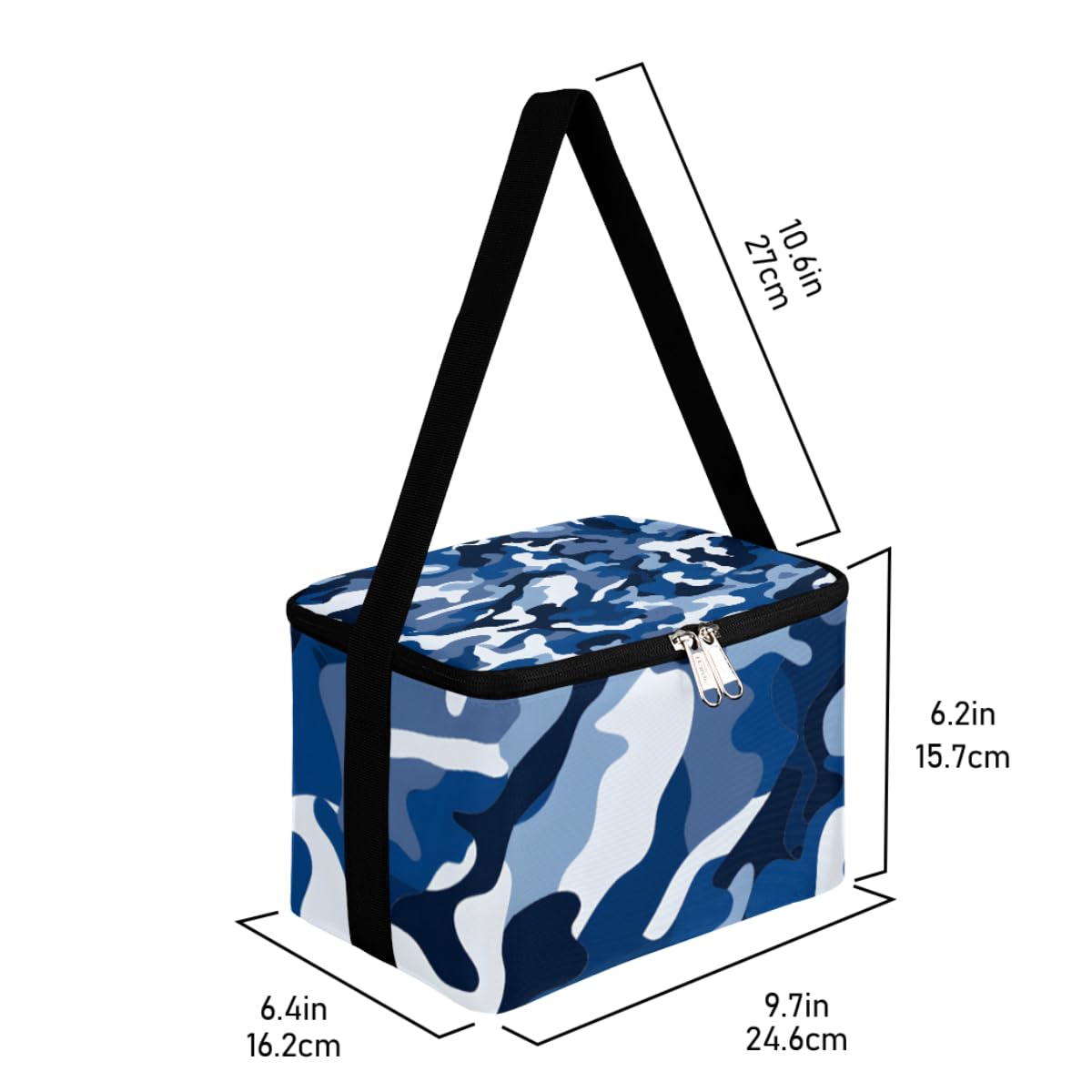 GzLeyigou Lunch Bags for Women Men 9 Cans,Camouflage Blue White Hot & Cold Food Delivery Bag Insulated Grocery Bag Insulated Lunch Box Camo Texture Cooler Bag for Office Work Picnic Beach