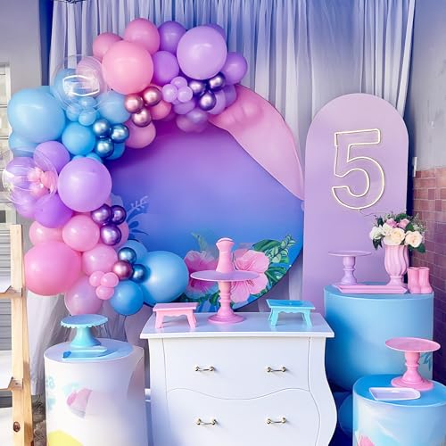 Image of HILAVO Pink and Blue Balloons 12 Inch Pastel Metallic Blue Baby Light Pink Chrome Latex Balloon Confetti Balloon for Kids Girls Hawaiian Summer Gender Reveal Wedding Birthday Baby Shower Party Decor