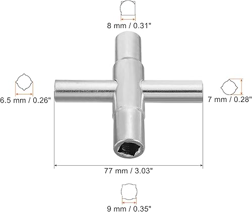 Miniatura 2 de PATIKIL Llave Sillcock de 4 vías, llave de agua 4 en 1 con 4 llaves de tamaño universal, llave cruzada, herramienta de válvula para reemplazo de