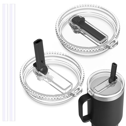 HAILIWEI 30 oz Straw Leak Proof Lid for YETI, Tumbler Lid for Yeti Rambler 30/32 oz Tumbler,26/35/42 oz Straw Mug,and Hydro Flask 32/40oz Travel Tumbler,Replacement Lid BPA Free(Black*2)