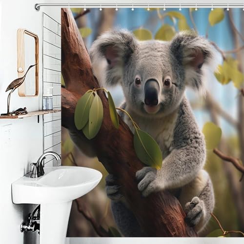 Rideau de douche en polyester lavable 152x183cm avec motif koala mignon