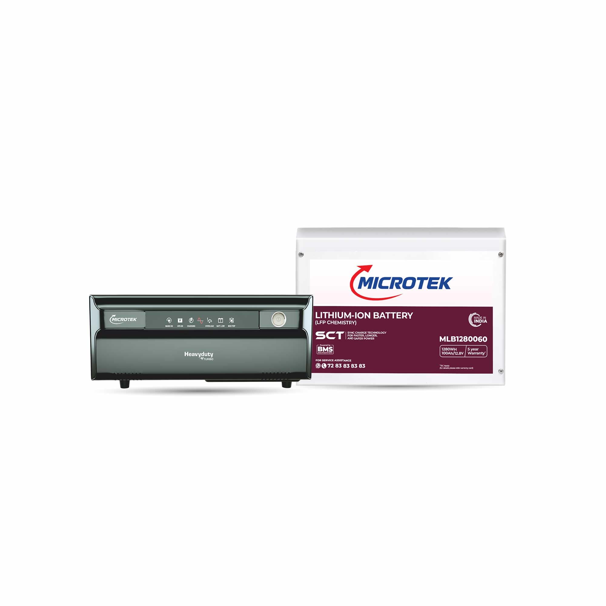 Microtek Inverter with Lithium Battery Combo for Home, Office & Shops | Heavy Duty vTURBO NEW 1400 12V Pure Sine Wave 1150VA + 12.8V 100Ah LithiumBattery | 36M Inverter, 60M Battery Warranty-image-44