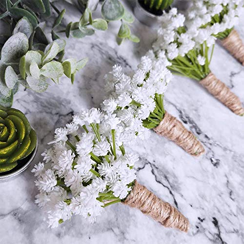 4 Pack Baby's Breath Artificial Forks,Total Of 1764 White Blooms Babys Breath Bulk Flower Bush Gypsophila Artificial In White -13.8" Tall For Wedding Wreath Boutonniere Flower Crown #TOP1