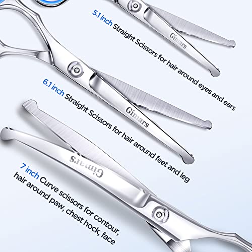 Gimars 6 in 1 Professional 4CR Stainless Steel Safety Round Tip Dog Scissors for Grooming, Heavy Duty Titanium Coated… - Image 4