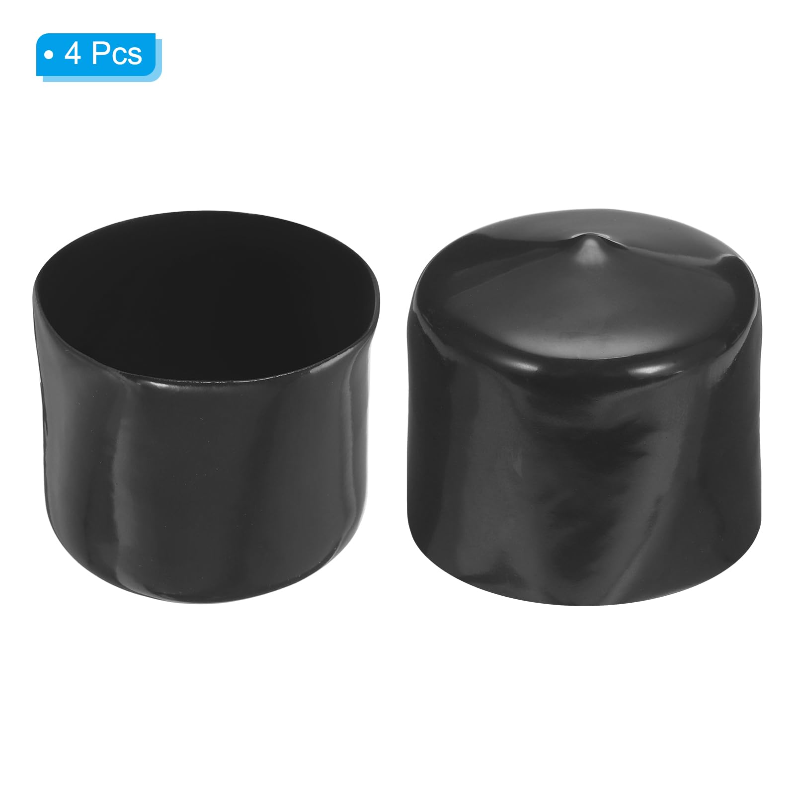PATIKIL 50MM Vinyl Rubber End Caps, 4 Pack Flexible Bolt Screw Covers Caps Round Thread Protector Caps for Metal Tubing Rod Bolts Black - Image 3