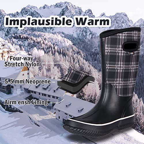Wtw Women's Rubber Rain Boots - Mid Calf Waterproof Insulated Neoprene Muck Boots Outdoor Hunting Barn Boots For Women #TOP3