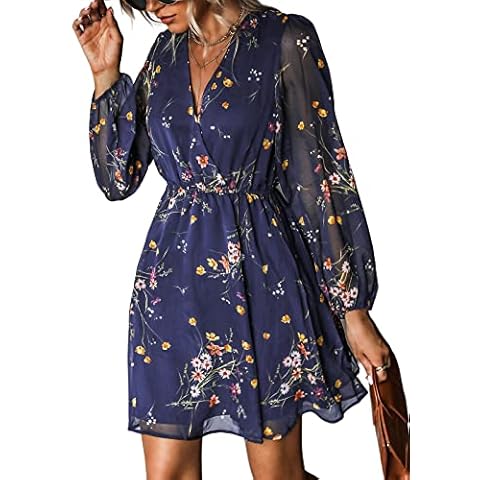 CUPSHE Women's Floral Print Chiffon A-Line Mini Dress Cover
