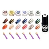 OneDor Chrome Pigment Glitter Shinning Mirror Nail Powder (6 Colors w/ No Wipe Top Coat)