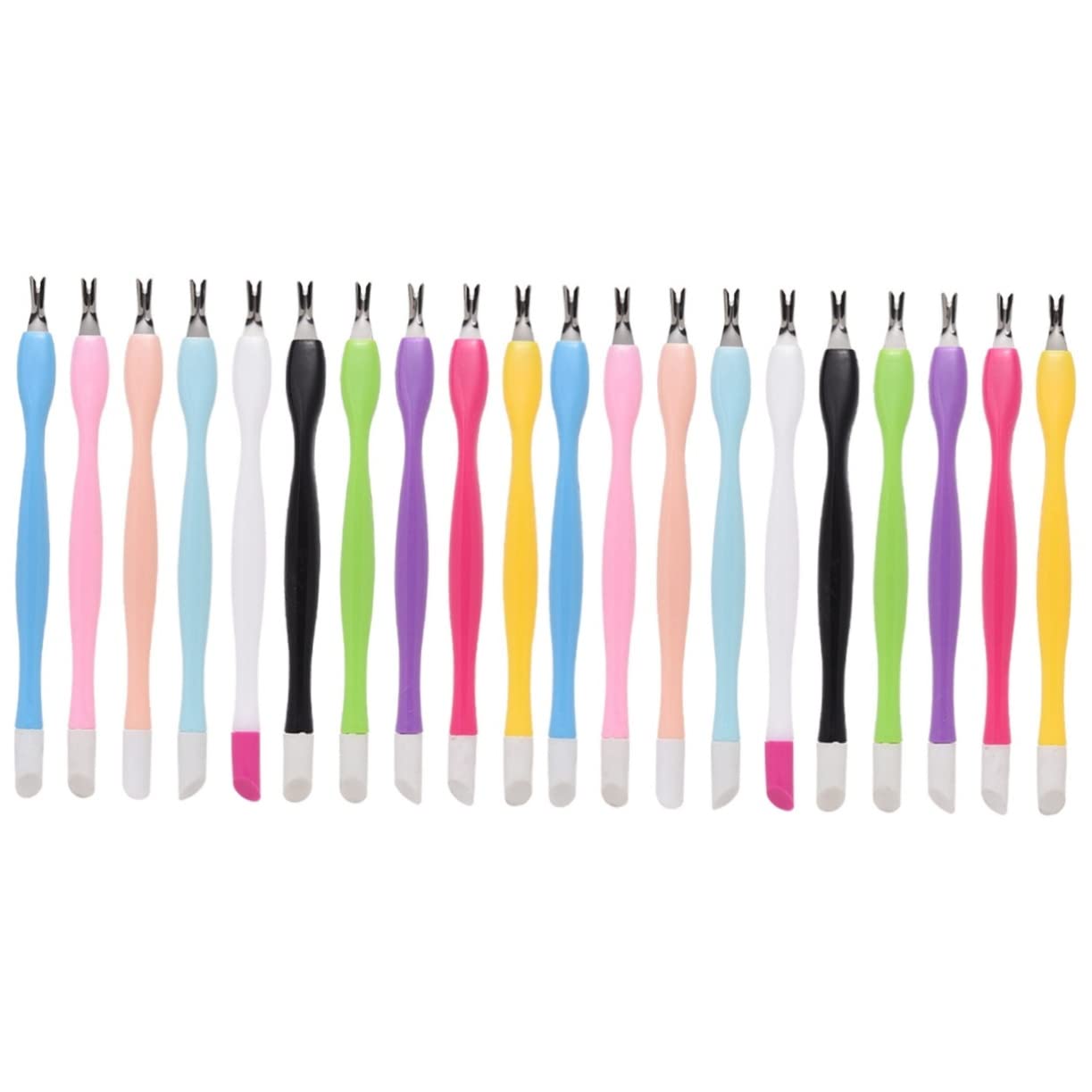 SOESFOUFU 2sets 15-piece Nail Cuticle Remover Kit Sturdy Dead Skin Forks Essential Manicure Tools for Nail Art Lovers 15pcs*2
