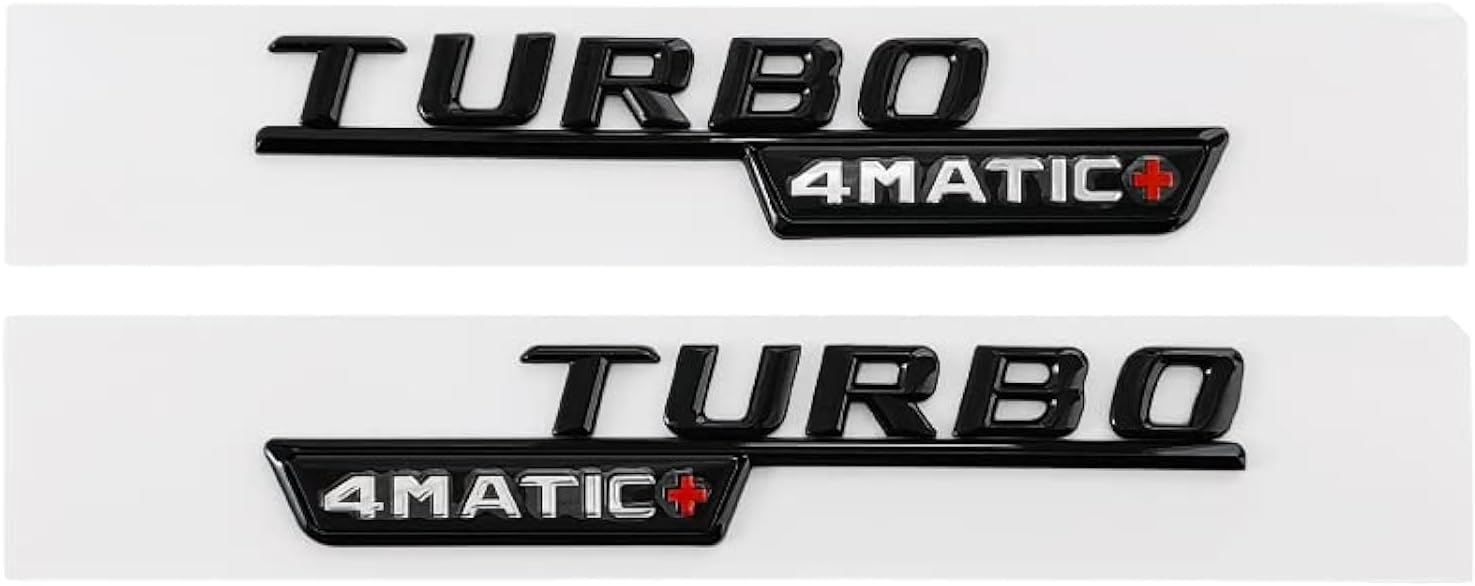 Jarttarn TURBO 4MATIC+ Letter Badge Car Stickers for Mercedes-Benz Series (Black 4MATIC+)