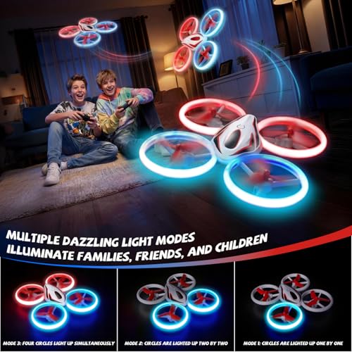 Image of RC Drone for Kids Adults, 3 Batteries 24 Mins Flight Time, Anti-Collision Quadcopter with LED Light, Altitude Hold, Easy to Fly, Ideal Gift for Boys Girls, Indoor Outdoor Play (Super Red)